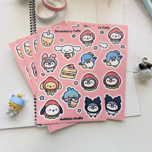 Strawberry Cafe Sticker Sheet